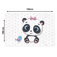 Detský penový koberec PANDA bodky - 100x150 cm - ružový