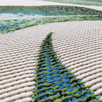 Kusový koberec JUNGLE listy - šedý/žltý