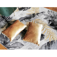 Kusový koberec JUNGLE listy - šedý/žltý