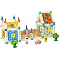 ECOTOYS Drevené kocky Domček
