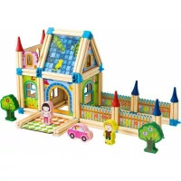 ECOTOYS Drevené kocky Domček