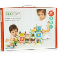 ECOTOYS Drevené kocky Domček
