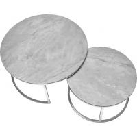 Set konferenčných okrúhlych stolíkov PRUDENCIA 80 - šedý mramor/chróm