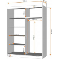 Šatníková skriňa VISION 8 - čierna (viac variant)