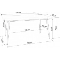 Jedálenský stôl REAGAN 160x90 - biely mramor/čierny