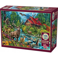 COBBLE HILL Puzzle Chata s červenou strechou 2000 dielikov