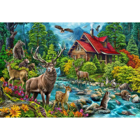 COBBLE HILL Puzzle Chata s červenou strechou 2000 dielikov