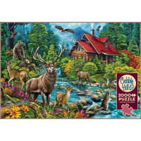 COBBLE HILL Puzzle Chata s červenou strechou 2000 dielikov