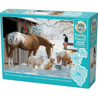 COBBLE HILL Rodinné puzzle V zime pred stodolou 350 dielikov