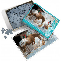 COBBLE HILL Rodinné puzzle V zime pred stodolou 350 dielikov
