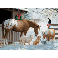 COBBLE HILL Rodinné puzzle V zime pred stodolou 350 dielikov