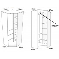 Rohová šatníková skriňa MODE - TYP A