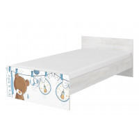 Detská posteľ MAX - 180x90 cm - VYPRANÝ MACKO - nórska borovica