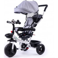 ECOTOYS Trojkolka so strieškou a vodiacou tyčou - šedá