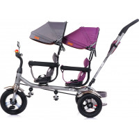 CHIPOLINO Trojkolka pre dvojčatá 2Play Liliac,Platinum