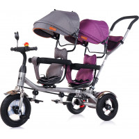 CHIPOLINO Trojkolka pre dvojčatá 2Play Liliac,Platinum