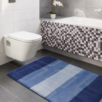 Súprava kúpeľňových predložiek s výrezom TÁŇA - vzor 04N - modrá