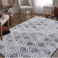 Kusový koberec MAGNE - kruhy - sivý