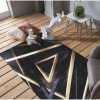 Kusový koberec BLACK and GOLD Triangles - čierny/zlatý