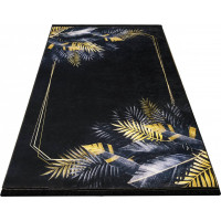 Kusový koberec BLACK and GOLD Palm leaves - čierna / zlatá