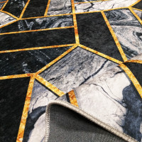 Kusový koberec BLACK and GOLD Tiles - čierny/zlatý