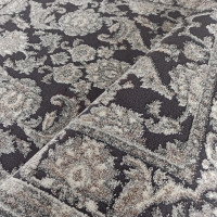 Kusový koberec MAGNE - kvety - čierny/sivý