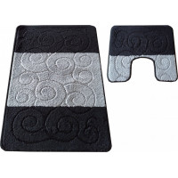 Súprava kúpeľňových predložiek s výrezom TÁŇA - waves - čierna