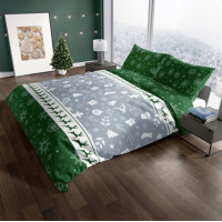 Bavlnené obliečky SCANDIC Vianočný motív - zelené - 140x200 cm