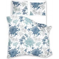 Bavlnené obliečky FASHION Modré kvety - biele / modré - 220x200 cm