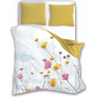 Bavlnené obliečky LETNÝ SEN Lúčne kvety - biele / žlté - 220x200 cm