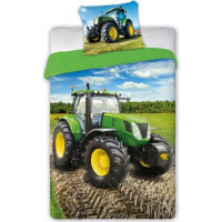 Detské bavlnené obliečky ZELENÝ TRAKTOR 006 - 140x200 cm