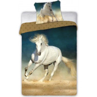 Bavlnené obliečky HORSES Biely kôň - 140x200 cm