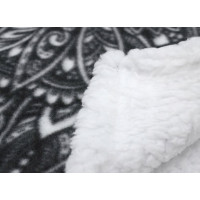 Deka prikrývka SHERPA 150x200 cm - Flora - čierna/biela
