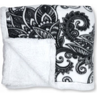 Deka prikrývka SHERPA 150x200 cm - Flora - čierna/biela