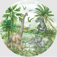 Detská samolepiaca fototapeta - DINO 2 - guľatá - 70 cm