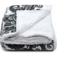 Deka prikrývka SHERPA 150x200 cm - Flora - čierna/biela
