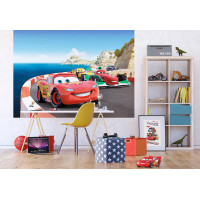 Detská fototapeta DISNEY - Preteky CARS na horskej ceste - 255x180 cm