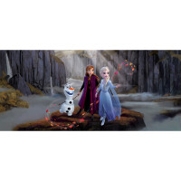 Detská fototapeta DISNEY - FROZEN - Elsa, Anna a Olaf na horách - 202x90 cm