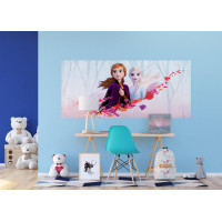 Detská fototapeta Disney - FROZEN - Anna a Elsa v jesennom vetre - 202x90 cm