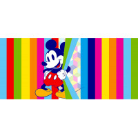 Detská fototapeta DISNEY - Mickey Mouse a farebné pruhy - 202x90 cm