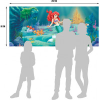 Detská fototapeta DISNEY - Ariel pri podmorskom zámku - 202x90 cm