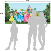 Detská fototapeta DISNEY - Princezné na lúke pred zámkom - 202x90 cm