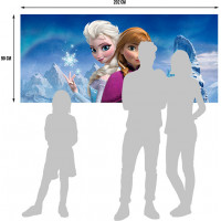 Detská fototapeta DISNEY - FROZEN - Elsa a Anna na vrchole hôr - 202x90 cm