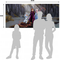 Detská fototapeta DISNEY - FROZEN - Elsa, Anna a Olaf na horách - 202x90 cm