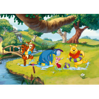 Detská fototapeta DISNEY - Medvedík PÚ s kamarátmi pri rieke - 155x110 cm