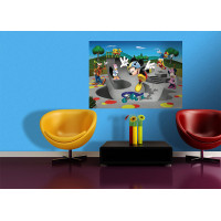 Detská fototapeta DISNEY - Mickey Mouse s kamarátmi na skejtoch - 155x110 cm