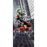 Detská fototapeta MARVEL - Avengers bojujú v meste - 90x202 cm