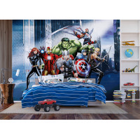 Detská fototapeta MARVEL - Hrdinovia Avengers v uliciach mesta - 360x270 cm