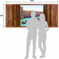 Moderné fototapety - Okno do Benátok - 202x90 cm