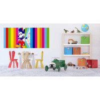 Detská fototapeta DISNEY - Mickey Mouse a farebné pruhy - 202x90 cm